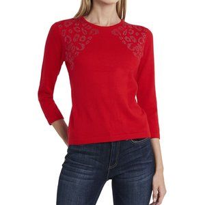 Vince Camuto Womens Studded Pullover Red Sweater, Size XS, New With Tags